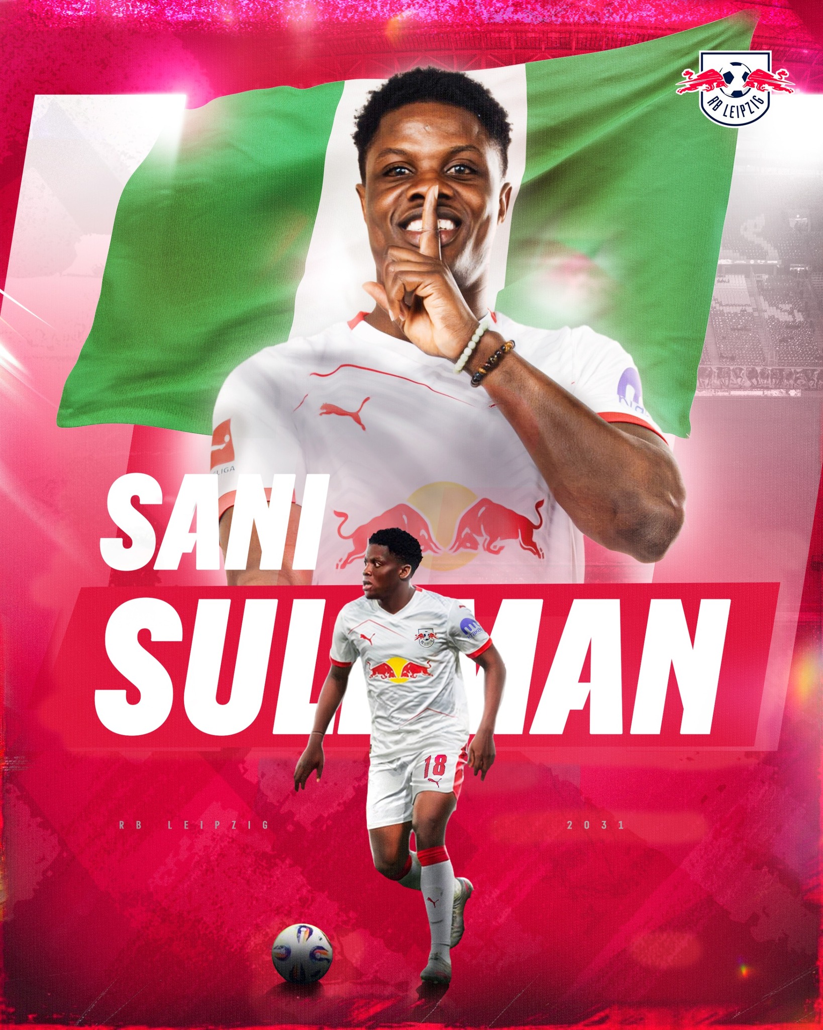 Lookman's former club RB Leipzig sign Flying Eagles forward, hand him jersey number worn by Afcon star